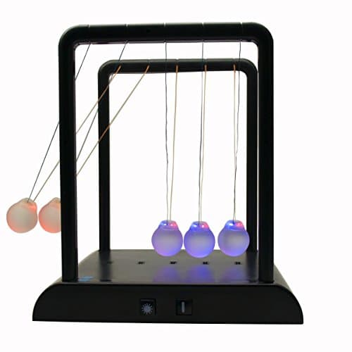 ScienceGeek Newton's Cradle Desktop Gadget 3 LED Colors Change Shine Light Ball Balance Ball