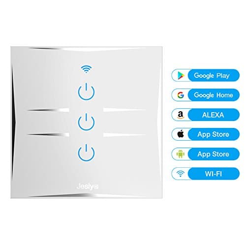 Smart Home Wall Light Switch, WIFI Touch Sensitive, Glass Finish Remote Control Lights,Works with Amazon Alexa Echo/ Google Home, support Android and IOS APP ( Need Neutral Wire ) (3 Gang, Silver)