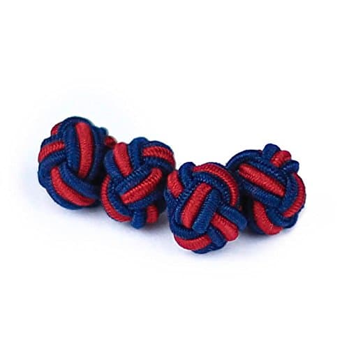 Silk Knot Cufflinks Knot Blue/Red/Fabric Silk Knot Handmade for any Shirt with Cuff Collar Wedding