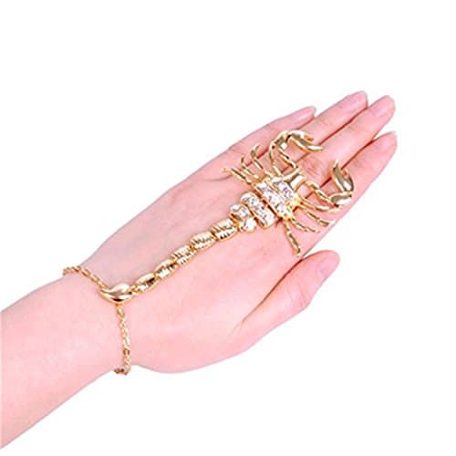 Goldtone Scorpion Adjustable Finger Ring Hand Chain Bracelet