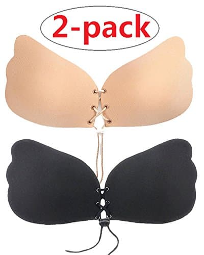 Minipark Self Adhesive Bra,Super Sticky,Strapless Silicone Bra Push Up With Drawstring