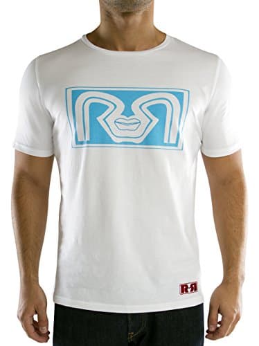 Retro Red RR Lips Mens Printed Short Sleeve Crew Neck White Soft Cotton Designer T Shirts - Size L Large Fits 40 Inch Chest