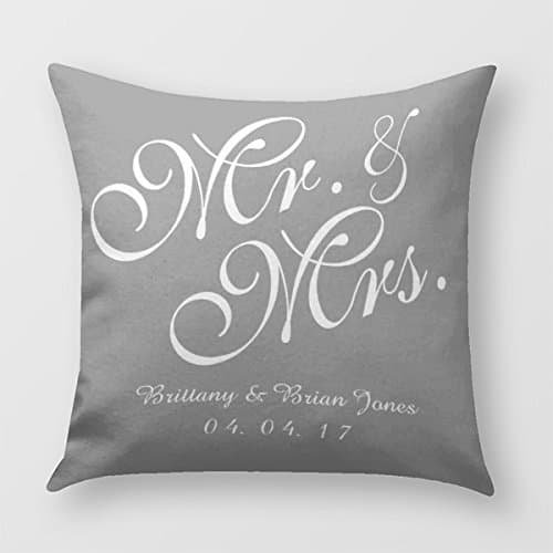 Gray and White Mr. And Mrs. Wedding Pillow Cover for Sofa or Bedroom