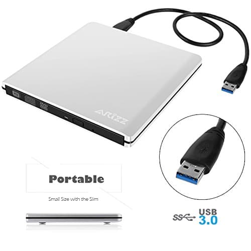 External DVD/CD Drive Player Rewriter Burner, ARIZZ Ultra Slim Portable USB 3.0 High Speed CD-RW DVD-RW Aluminum Alloy Drive for Apple Macbook Pro/Air, Mac OS, Windows Laptop/PC and More