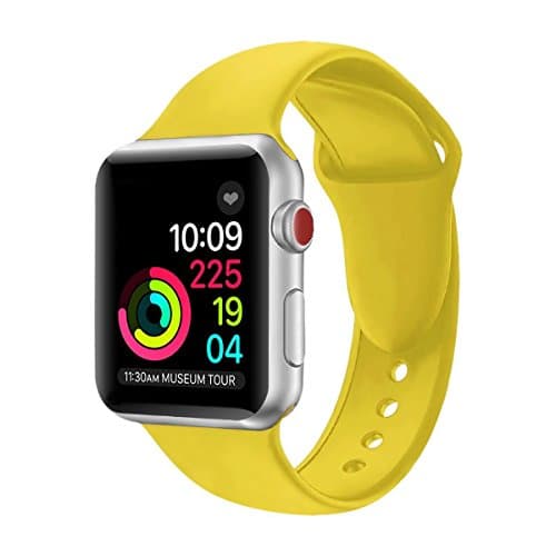 Apple Watch Strap 38mm,Soft Silicone Band Replacement Wrist Strap for Apple Watch Sport Series 3 Series 2 Series 1 (38mm Yellow)