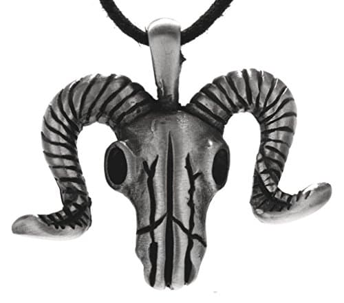 Ram's Head Pendant Pewter with Cotton Cord