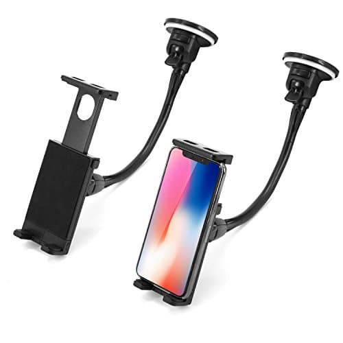 Car Phone/iPad Holder, Universal Windshield Car Phone Mount, Adjustable&amp;360 Degree Rotatable Car Mount with Strong Sticky Gel Pad, Windscreen Phone Mount Grip Car Cradle for iPad/iPad Air (7”-10.2”), iPhone X 8 8 Plus, Samsung Galaxy S9 S8 Plus, Huawei, Sony, Google, HTC, LG and More Smartphone