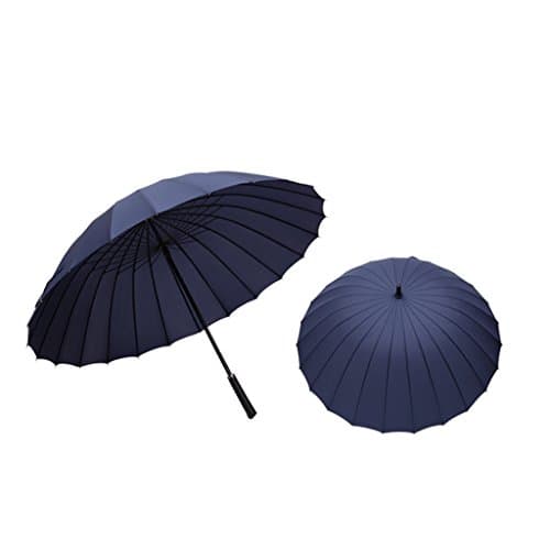 Double Oversized Reinforcement 24 Bone Business Windproof Black Long Shank Umbrella Men Outdoors Straight Umbrella ( Color : Navy )