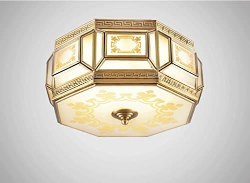 ZHDC® New Chinese ceiling lamps, master bedroom Ceiling lights all bronze LED Living room lights Modern simplicity Round study Balcony lights Easy to clean ceiling lamp ( Size : Diameter 45cm )
