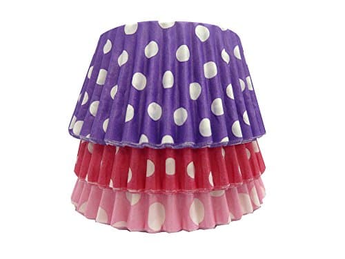 Scrumptious! - Cupcake Cases - Dotty Pink Mix - 36PC 65GSM 51mm x 38mm Purple, Pink and Cerise Polkadot Greaseproof Paper Baking Cases - Great for Themed Party Muffins, Cakes and Bakes