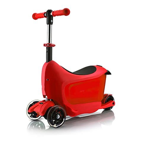 Scooters LVZAIXI Deluxe Plus Mini 2 Go 3 In 1 Blue Mini Micro 3 Wheeled Adjustable Ride On With Seat Handle Bar Storage Drawer For Girls Boys Kids Children 18 Months - 5 Years (Color : Red)