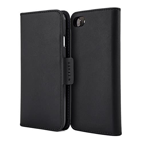 ZENDO iPhone 6s/6 Leather Wallet Case (Authentic European Leather) with Card Slots, Magnet Clasp, Kickstand | Kaiga leather flip cover case [iPhone 6s/6 | Black]