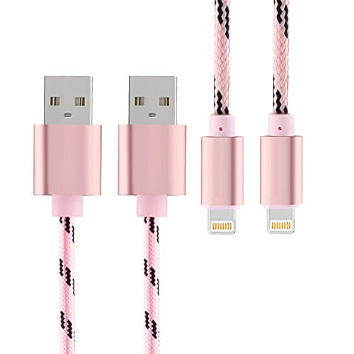 Sicneka 2Pack 6.6 Feet Nylon Braided USB Cable with Lightning Connector for iPhone 6 / 6 Plus, iPad Air 2 (Rose Gold)