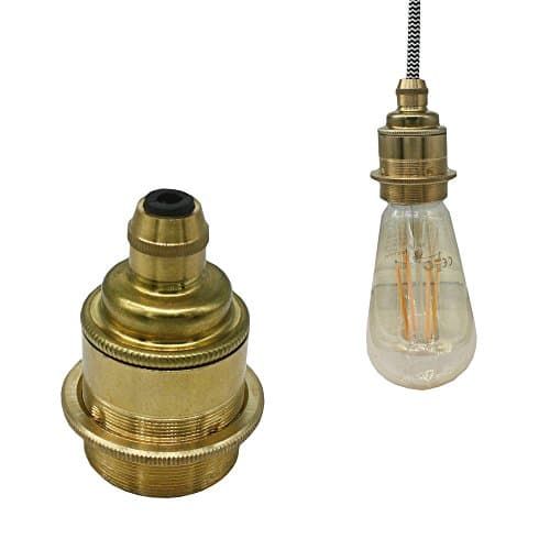 Raw Retro E27 Socket Metal, High-Quality Antique Brass Lamp Holder Socket for Pendants and Retro Pendant Lights