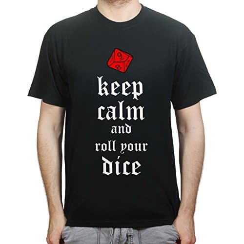 CeePeeTee Mens Keep Calm and Roll The Dice Gaming T-shirt S Black