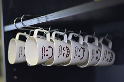 Under Shelf Mug Cup Rack Metal Chrome Storage Holder