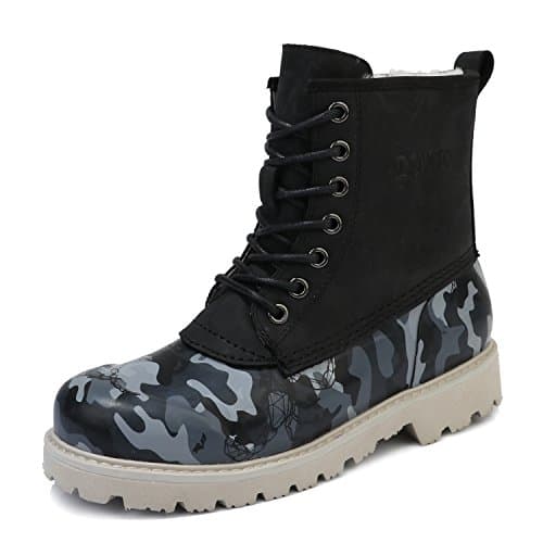 DOWTO Men's Camouflage Waterproof Leather Thickened Wool Lining Cold Weather Snow Boot