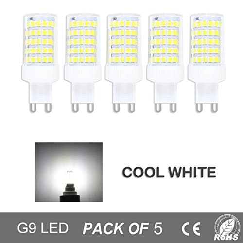 G9 LED Bulb 10W Dimmable,Cool White 6000K,80W Halogen Bulb Replacement,SMD LED Light Bulb,Bi-pin Base,AC 220V for Ceiling Light Fittings Chandelier Interior Lights (5 Pack)
