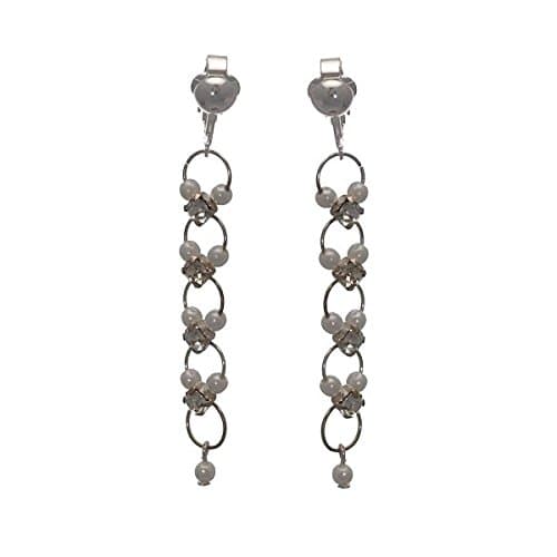 Nastasia Long Silver tone Clip On Earrings