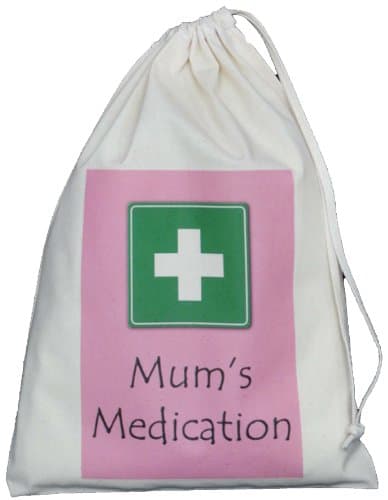Mum's Medication Small Storage Bag - Small Natural Cotton Drawstring Bag - SUPPLIED EMPTY