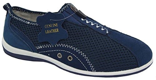 Greenstep Knixmax Womens Zip Leather Mesh Trainers Low-Top Lightweight Slip On Casual Pumps Sneakers