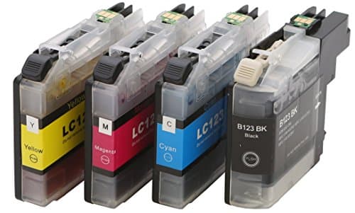 4 XL Ink Cartridges to replace Brother LC123B C M Y/with chip and level indicator for Brother LC-123 Black, Cyan, Magenta, Yellow