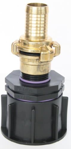 AME80_100+102 outlet adapter S60x6 coarse thread with reducing nipple ET 1” + GEKA fixed coupling and brass coupling with hose spout, IBC containers, accessories, garden, vats, rainwater tanks, adapters, fitting, cans, cistern, ton
