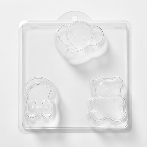 3 Cavity Teddy, Rabbit & Elephant Soap/Bath Bomb Mould Mold N22 x 10