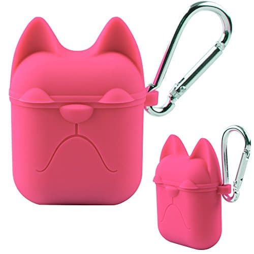 ENSULTD Silicone Protective Case For Airpods Shock Proof, Scratch Proof (Dog-pink)