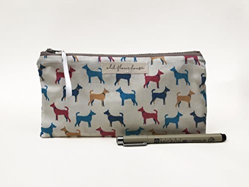 Dog Print Pencil Case or Small Makeup Bag, Old Flour House