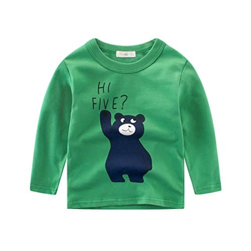 Tarkis Little Boys Long Sleeve Pullover Sweatshirts Cartoon Bear T-Shirt Tops for Toddler Kids 1-5 Years (Green)