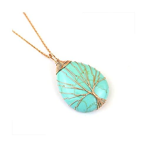 Tree of Life Teardrop Stone Pendent (Turquoise)