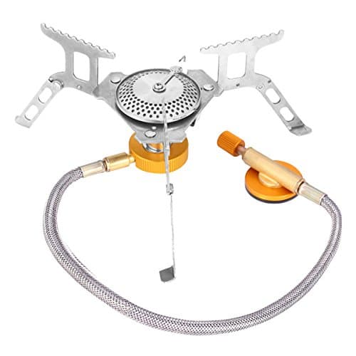 Holdlebe Camping Gas Stove Convenient Piezo Ignition Lightweight Portable Foldable Backpacking Cooking Burner with Carrying Case