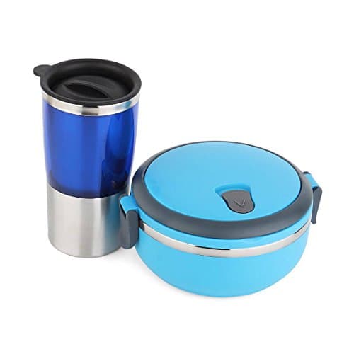 A travel mug and a lunch box in bundle , stainless steel Thermos cup - for tea or coffee