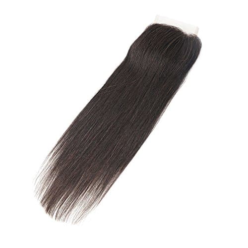 Brazilian Body Wave Straight Wave Or Curly Wave Closure 4x4 Human Hair Lace Closure Free Part Or Three Part Natural Color Non Remy Hair Extension (24", Straight Wave Free part Lace Closure)