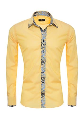 Giorgio Capone premium shirt, 100% cotton, yellow, with design elements on collar, button bar and cuffs, "easy-care", longsleeve, slim/normal & regular-plus fit (XXL Regular-Plus with breast pocket)
