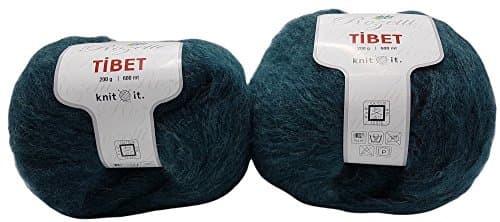 2?x 200?g Wool Mohair, 400?grams Wool Knit and Crochet Total 1200?m Skeins - petrol