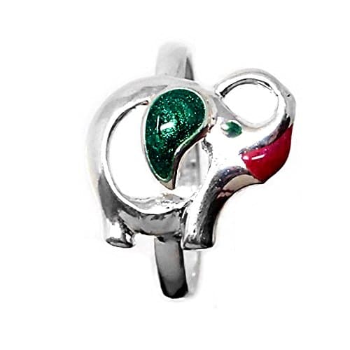 Act 925m silver ring size 10 elephant enameled girl [AB5157]