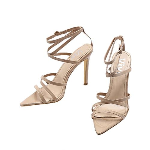 Vivi Women Ankle Strap High Heel Stiletto Pointed Open Toe Sandals Dress Shoes