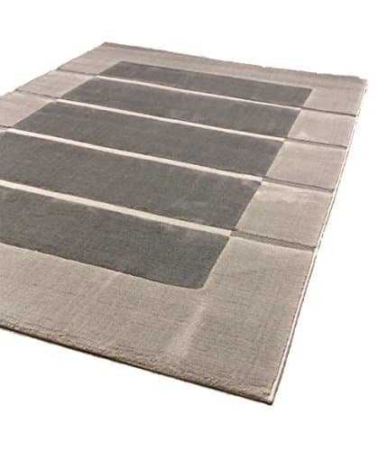 Modern Visiona Soft Thick Dark and Light Grey Square &amp; Lines Design Quality Rug Carpet (120x170cm (4'x5'6''), 4311 Dark Grey)