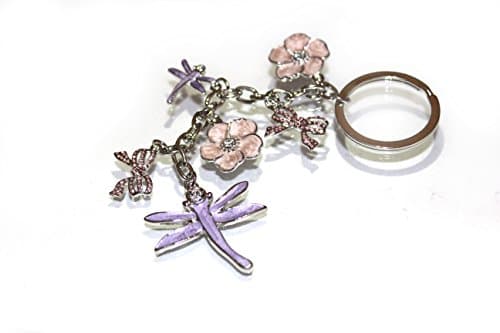 Multi-Charms - Dragonfly, Flowers and Bow - Bag Charm Keyring