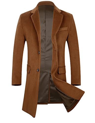 POWERSPACE APTRO Men's Wool Coat Long Fashion Slim Fit Woolen Overcoat