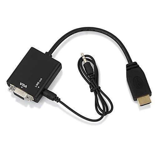 Zactech HDMI to VGA Cable Adapter Plus Audio Cable Converter Support Raspberry Pi/Xbox/PC/Laptop/Desktop