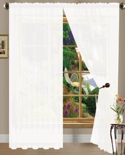White Linda Sheer Voile Panel/curtain/drape; 60 inches wide X 84 inches long; One Panel Per Package by Sally
