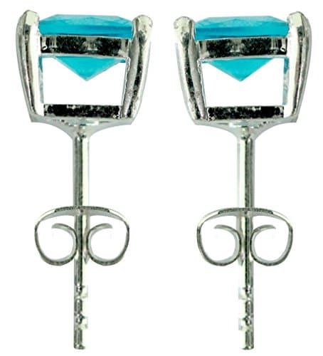 Silver Stud Earrings - 4mm Aquamarine - Solitaire Square CZ Crystals - These are fine jewellery quality earrings hand polished and hand finished set with fine Austrian cut CZ crystals