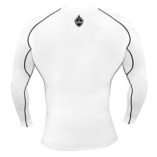 Raw Armour Unisex Long Sleeve Running & Exercise Compression Base Layer Top (Large, White)
