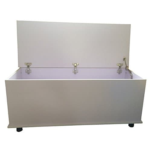 Redstone White Ottoman Storage Chest - Hinge can be Locked with Pin to Prevent Lid from Dropping when Open