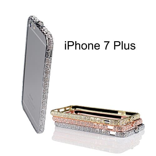 iPhone 7 Plus Case Bumper Frame Crystals Diamond Sparkle Protective Cover Shiny Jeweled Fashionable Design Suitable for iPhone6 Plus 6S Plus Silver 5.5 inch