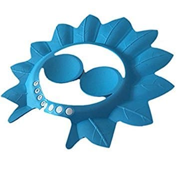 IBEPRO Baby Shower Cap with Ear Protection Pads Comfortable Adjustable Soft Shampoo Shower Bathing Cap for Baby Children Kids (Blue 1)