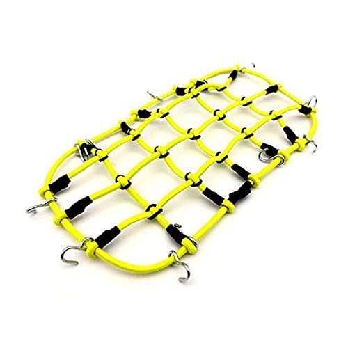 1/10 RC Car Elastic Luggage Net 20*10 cm with Metal Hook for 1/10 D90 90046 RC Vehicles RC Crawler Truck Car Roof Rack (Yellow)